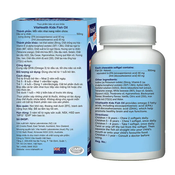 Viên nhai bổ sung dầu cá Kids Fish Oil VitaHealth 30 viên 2