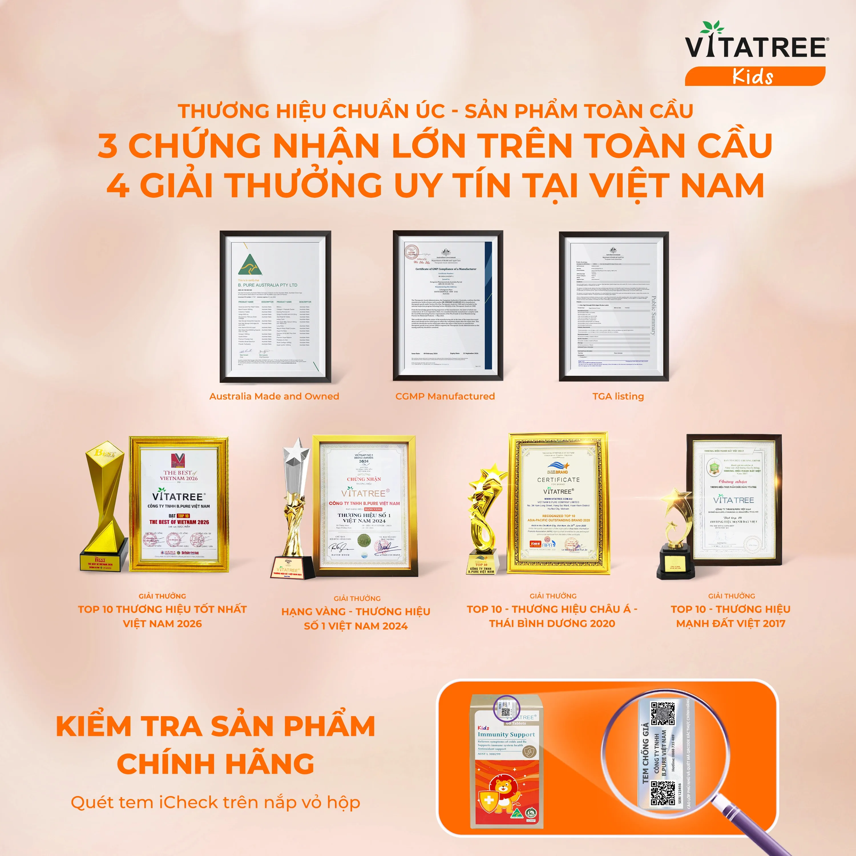 Thực phẩm bảo vệ sức khoẻ Kids Immunity Support Vitatree (Hộp 30 viên) 6