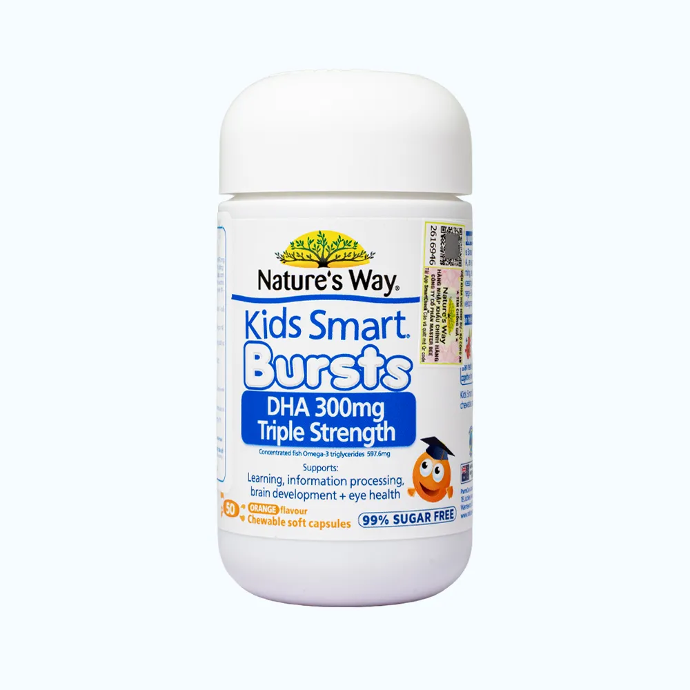 Viên nhai Nature’s Way Kids Smart DHA (lọ 50 viên) hỗ trợ phát triển trí não
