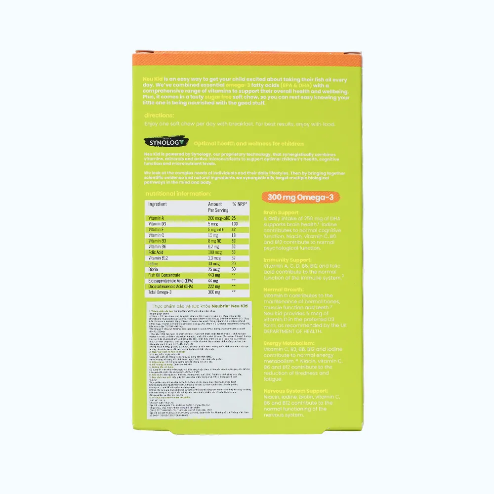 Viên nhai Neubria Neu Kid bổ sung Omega 3 DHA Cho Trẻ (Hộp 30 viên) 3