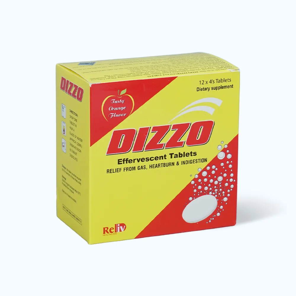 Viên sủi Dizzo (Hộp 12 vỉ x 4 viên) hỗ trợ giảm đầy hơi, khó tiêu và ợ chua 3