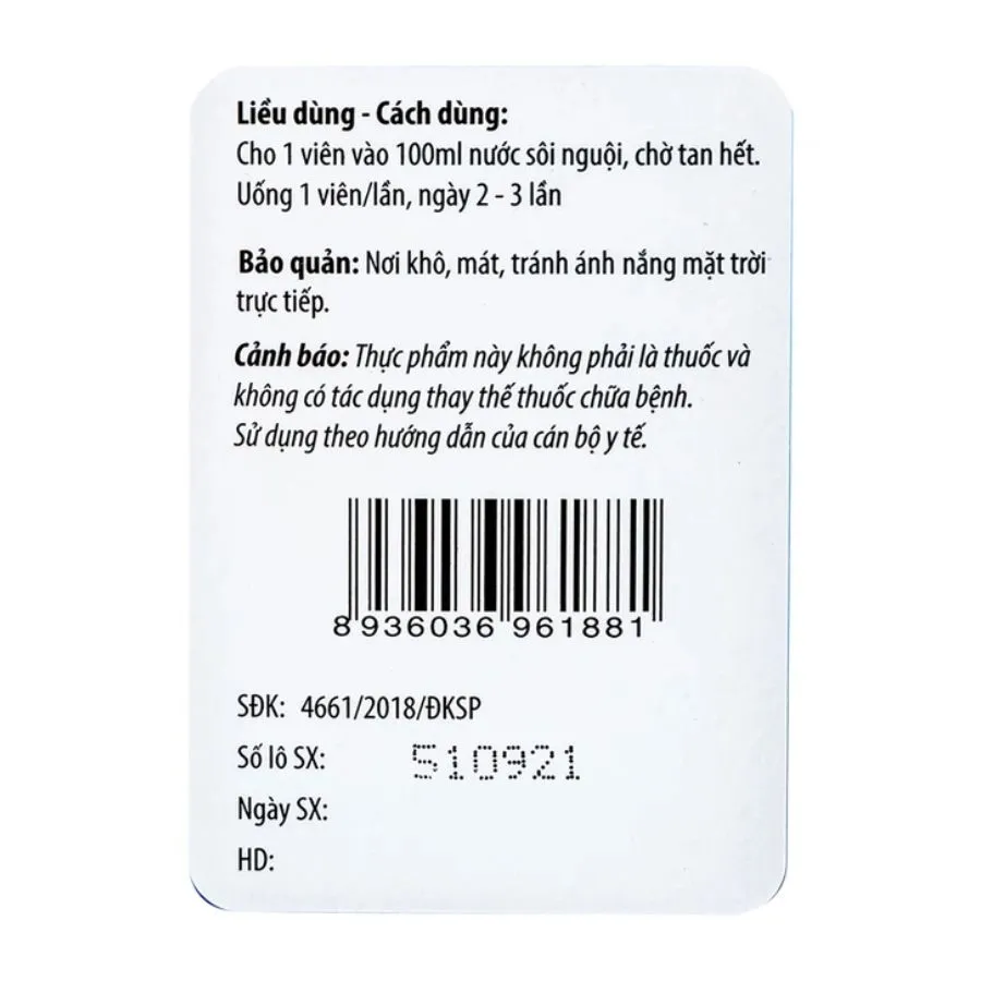 VIÊN SỦI GIÚP BÙ CHẤT ĐIỆN GIẢI ORESOL PLUZ HADIPHAR 10V 11
