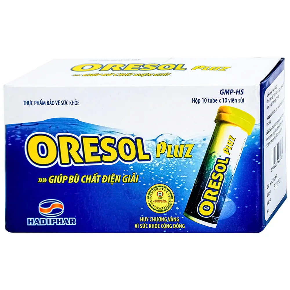 VIÊN SỦI GIÚP BÙ CHẤT ĐIỆN GIẢI ORESOL PLUZ HADIPHAR 10V