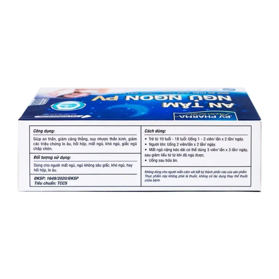 Viên uống An Tâm Ngủ Ngon PV Pharma giúp an thần, giảm căng thẳng (5 vỉ x 10 viên) 2