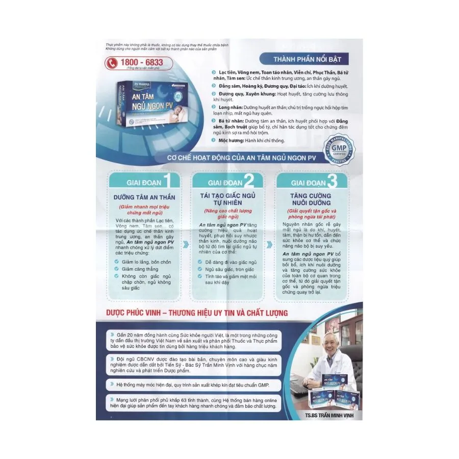 Viên uống An Tâm Ngủ Ngon PV Pharma giúp an thần, giảm căng thẳng (5 vỉ x 10 viên) 4