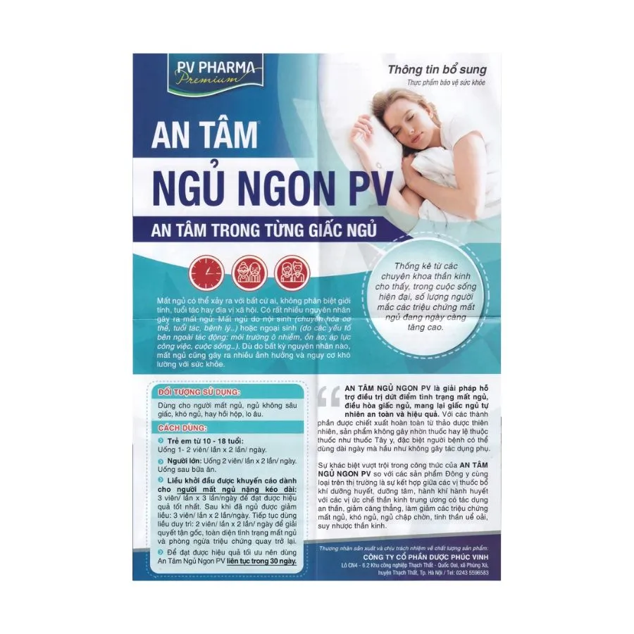 Viên uống An Tâm Ngủ Ngon PV Pharma giúp an thần, giảm căng thẳng (5 vỉ x 10 viên) 5