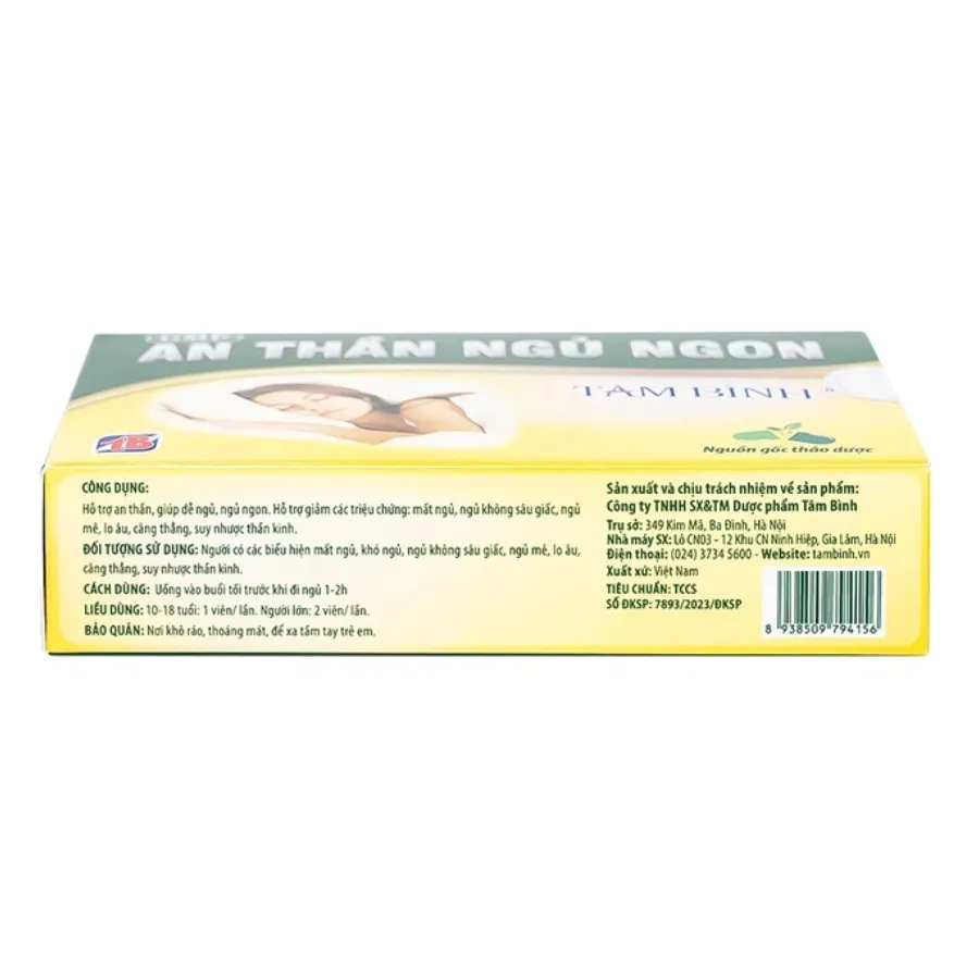 VIÊN UỐNG HỖ TRỢ GIẢM MẤT NGỦ AN THẦN NGỦ NGON TÂM BÌNH 2X10 6