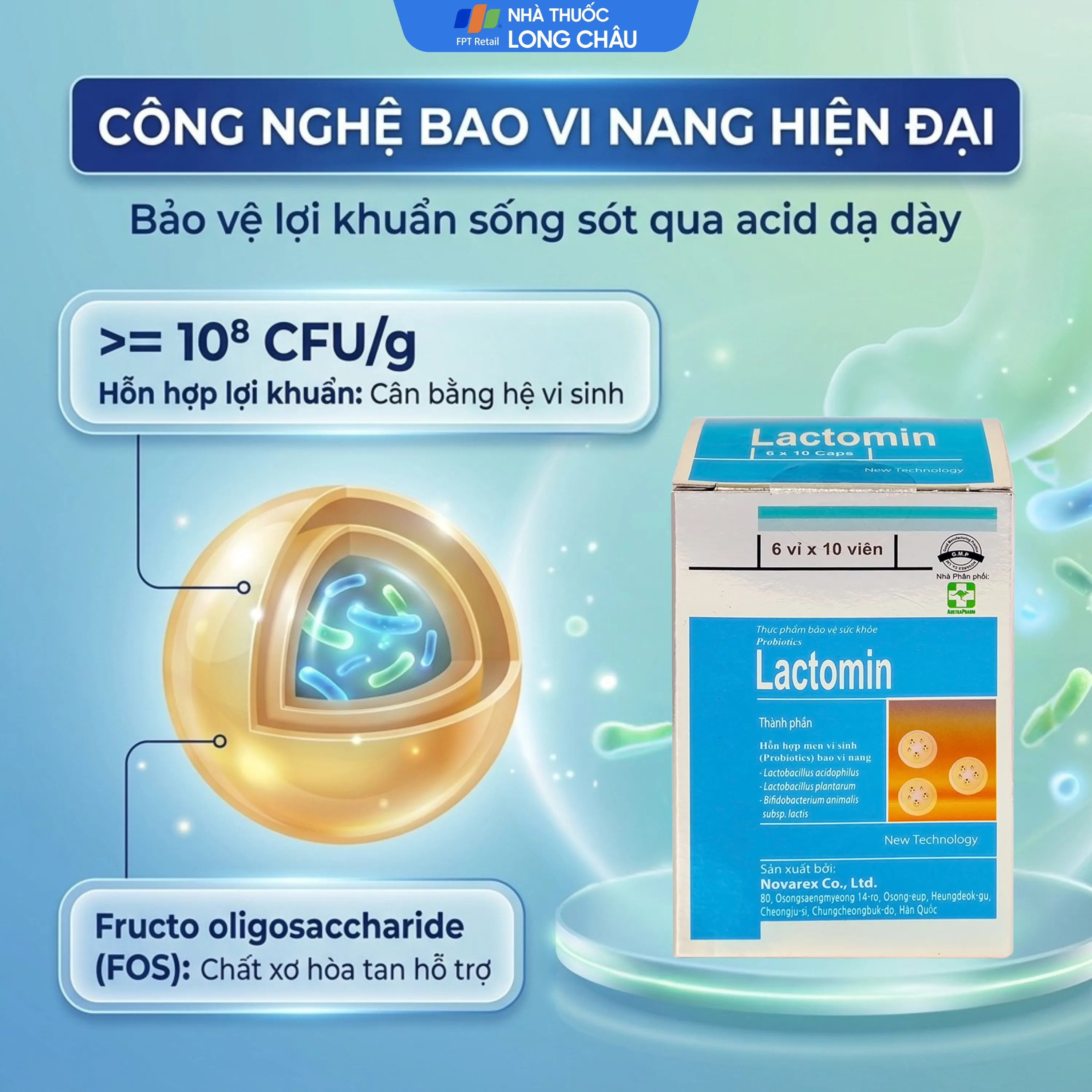 Men vi sinh Lactomin (Hộp 60 viên) giúp hỗ trợ cân bằng hệ vi sinh đường ruột 3