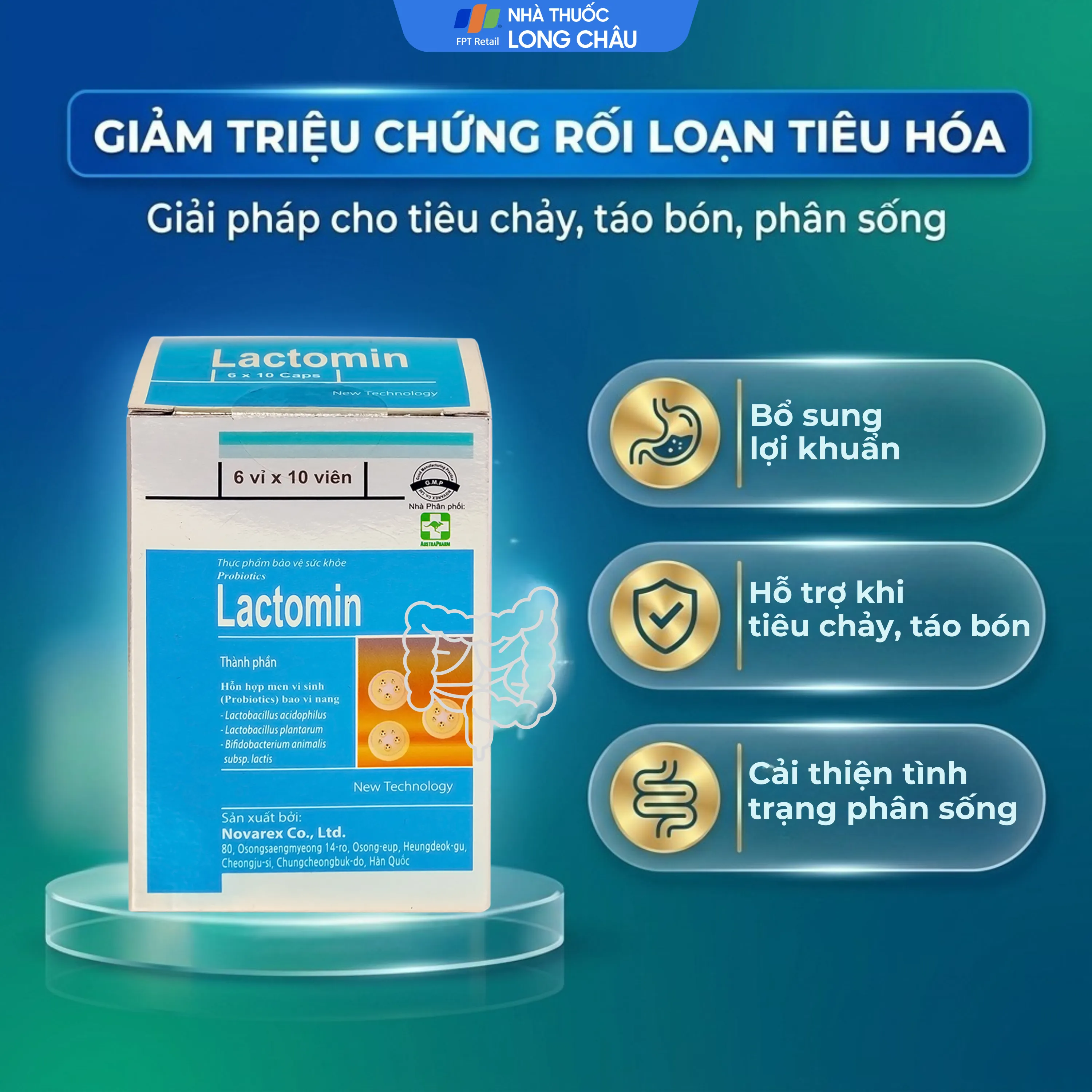 Men vi sinh Lactomin (Hộp 60 viên) giúp hỗ trợ cân bằng hệ vi sinh đường ruột 5