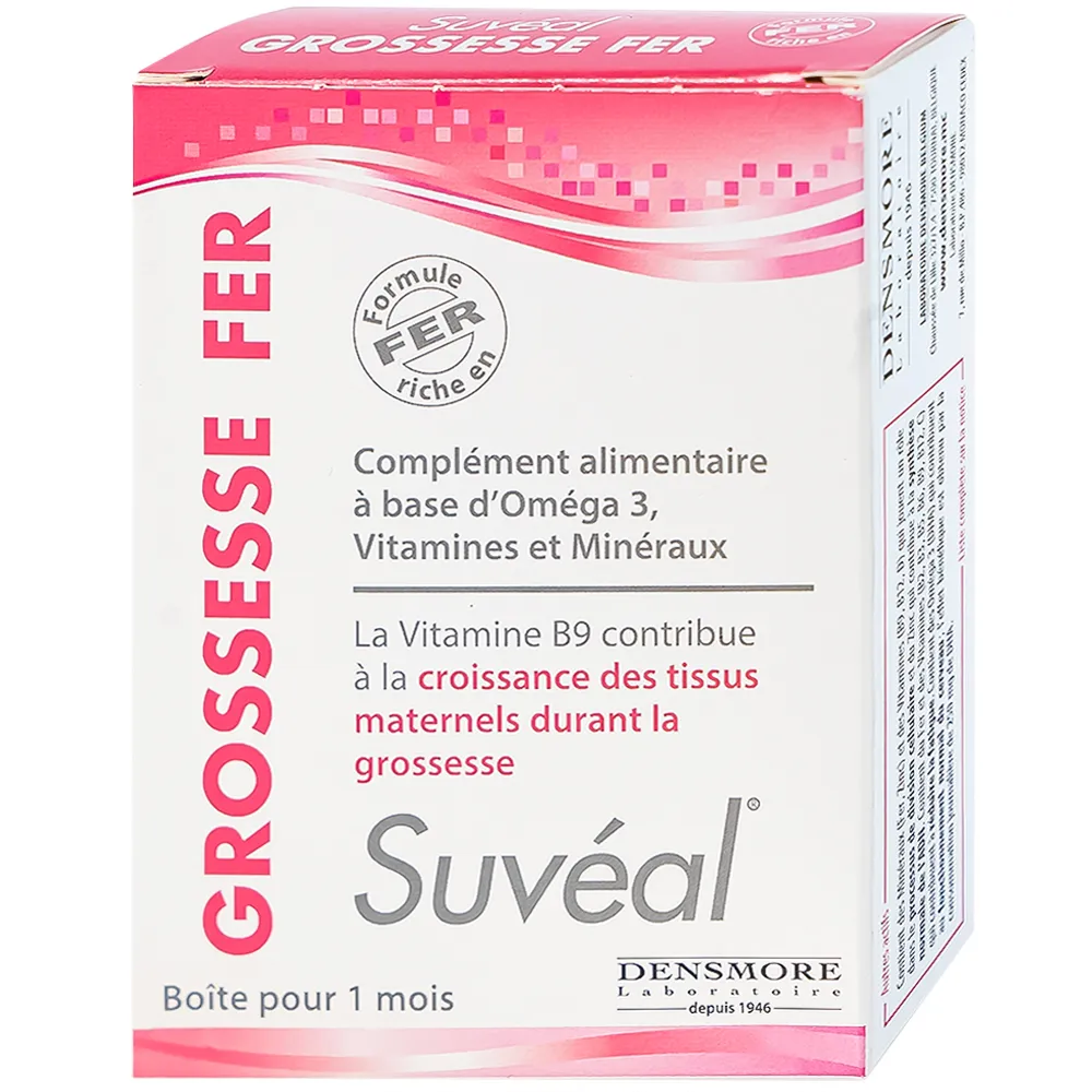 VIÊN UỐNG BỔ SUNG VITAMIN, KHOÁNG CHẤT SUVÉAL GROSSESSE FER DENSMORE 2X15