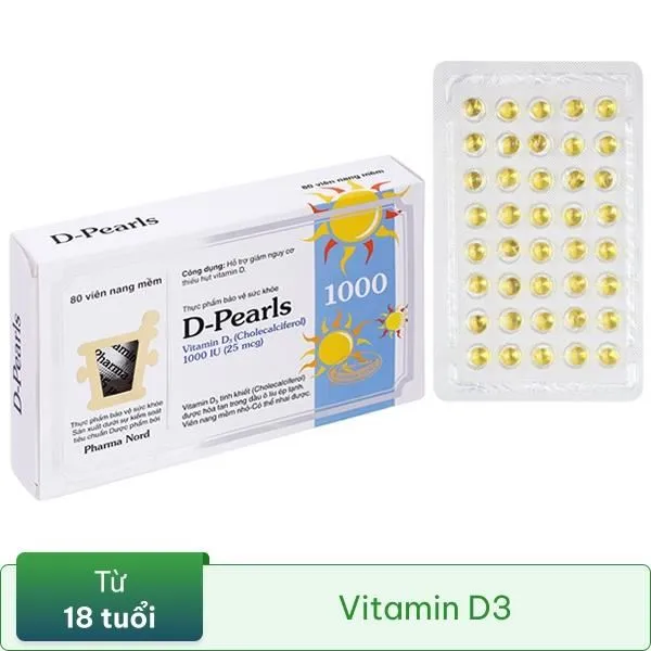 Viên Uống Bổ Sung Vitamin D3 Pharma Nord D-Pearls hộp 80 viên