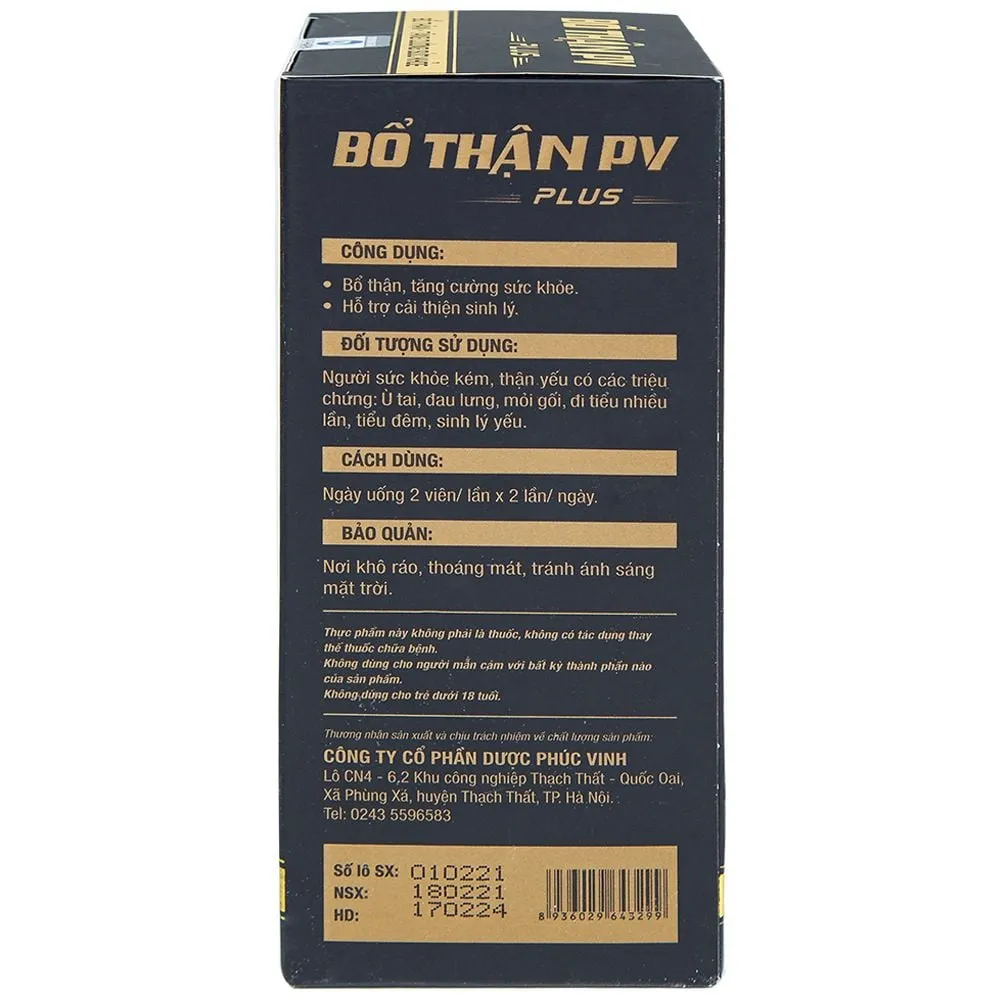 Viên uống bổ thận PV Plus giúp bổ thận, tráng dương (Chai 50 viên) 3