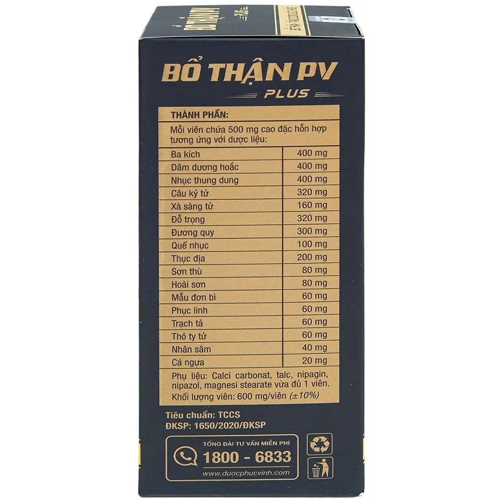 Viên uống bổ thận PV Plus giúp bổ thận, tráng dương (Chai 50 viên) 4