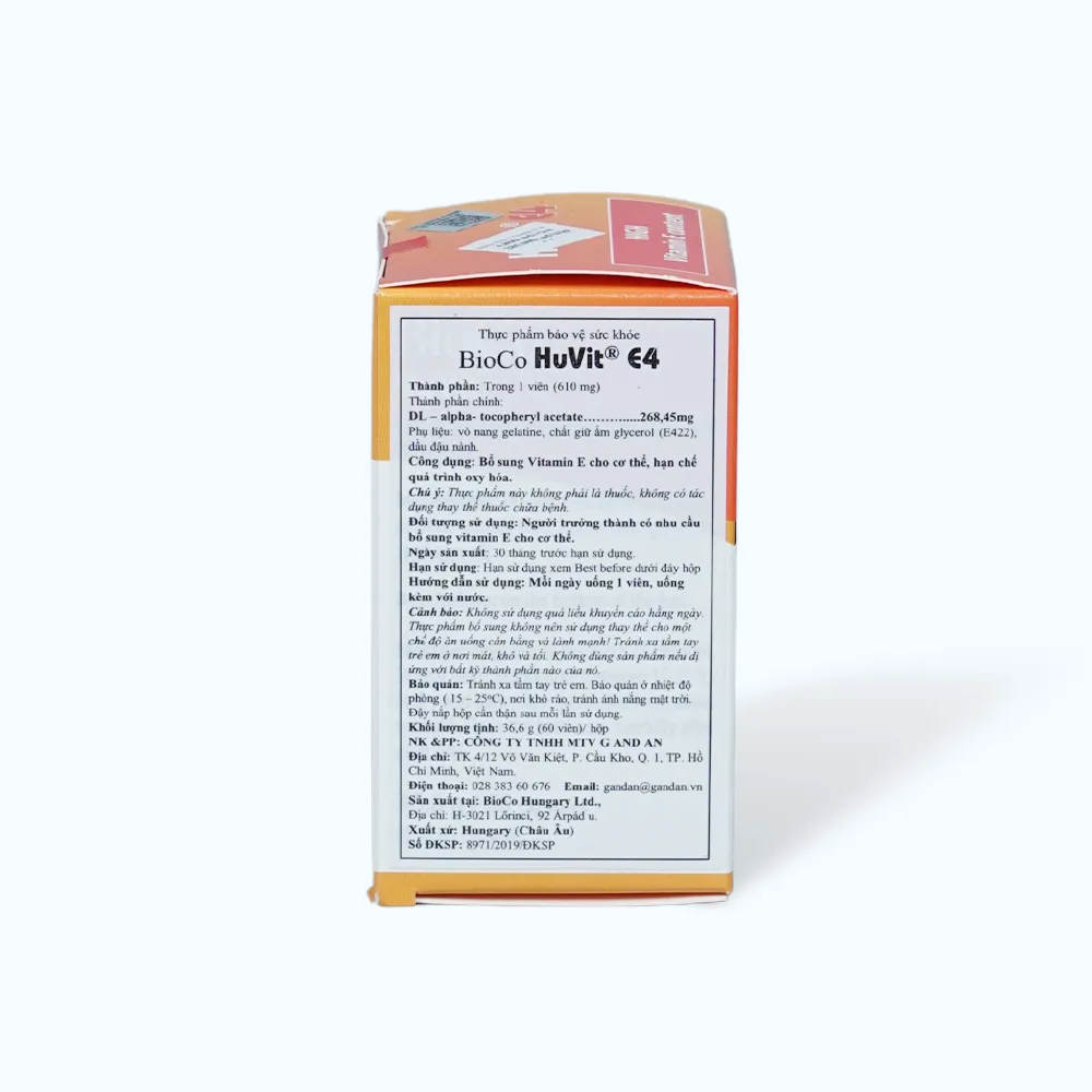 Viên uống Bioco Huvit E4 (Hộp 60 viên) hỗ trợ bổ sung vitamin E cho cơ thể 5