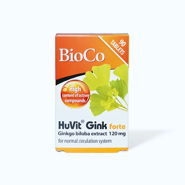 Viên uống Bioco Huvit Gink Forte (Hộp 90 viên) giúp hỗ trợ tuần hoàn máu não