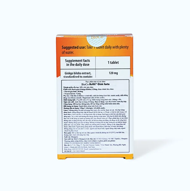 Viên uống Bioco Huvit Gink Forte (Hộp 90 viên) giúp hỗ trợ tuần hoàn máu não 5