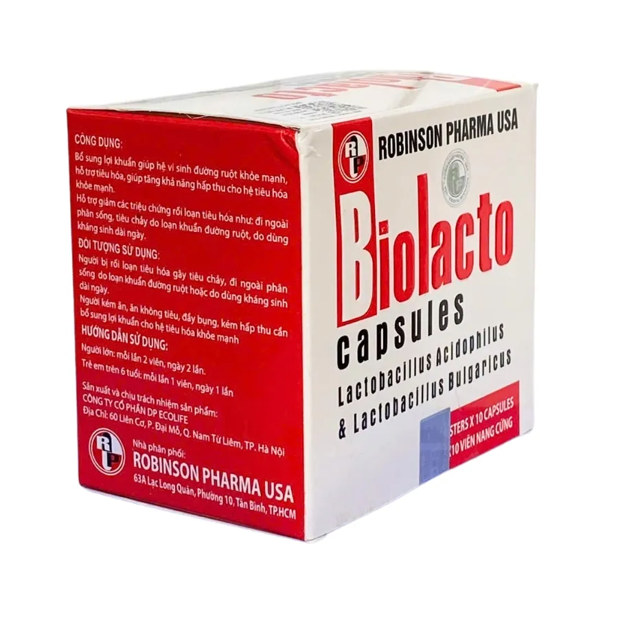 Viên uống Biolacto Robinson Pharma USA bổ sung lợi khuẩn giúp cân bằng hệ vi sinh đường ruột (100 viên) 9