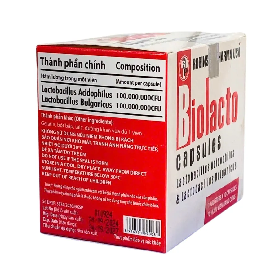 Viên uống Biolacto Robinson Pharma USA bổ sung lợi khuẩn giúp cân bằng hệ vi sinh đường ruột (100 viên) 11