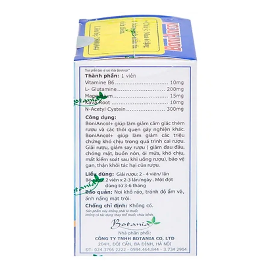 Viên uống BoniAncol Botania giảm cảm giác thèm rượu và thói quen gây nghiện khác (60 viên) 3