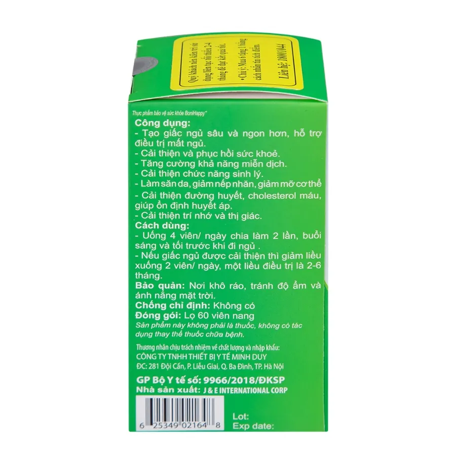 Viên uống BoniHappy Botania hỗ trợ mất ngủ, cải thiện và phục hồi sức khỏe (60 viên) 4