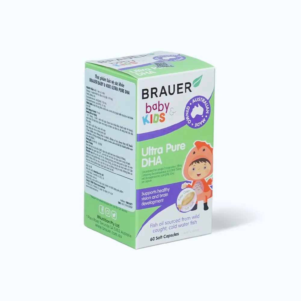 Viên uống Brauer Baby & Kids Ultra Pure DHA (60 viên) giúp phát triển não bộ 2