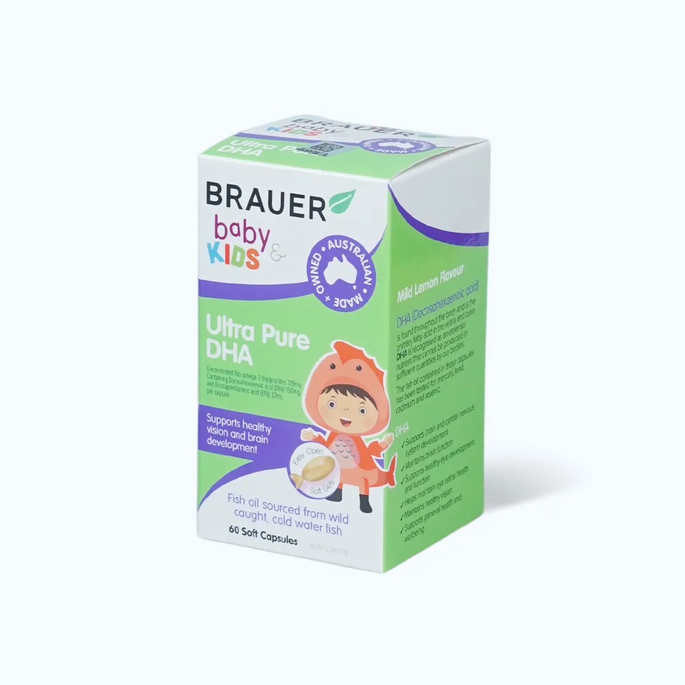 Viên uống Brauer Baby & Kids Ultra Pure DHA (60 viên) giúp phát triển não bộ 3