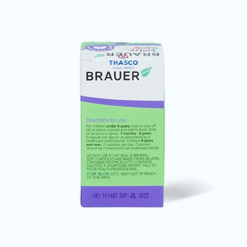 Viên uống Brauer Baby & Kids Ultra Pure DHA (60 viên) giúp phát triển não bộ 4