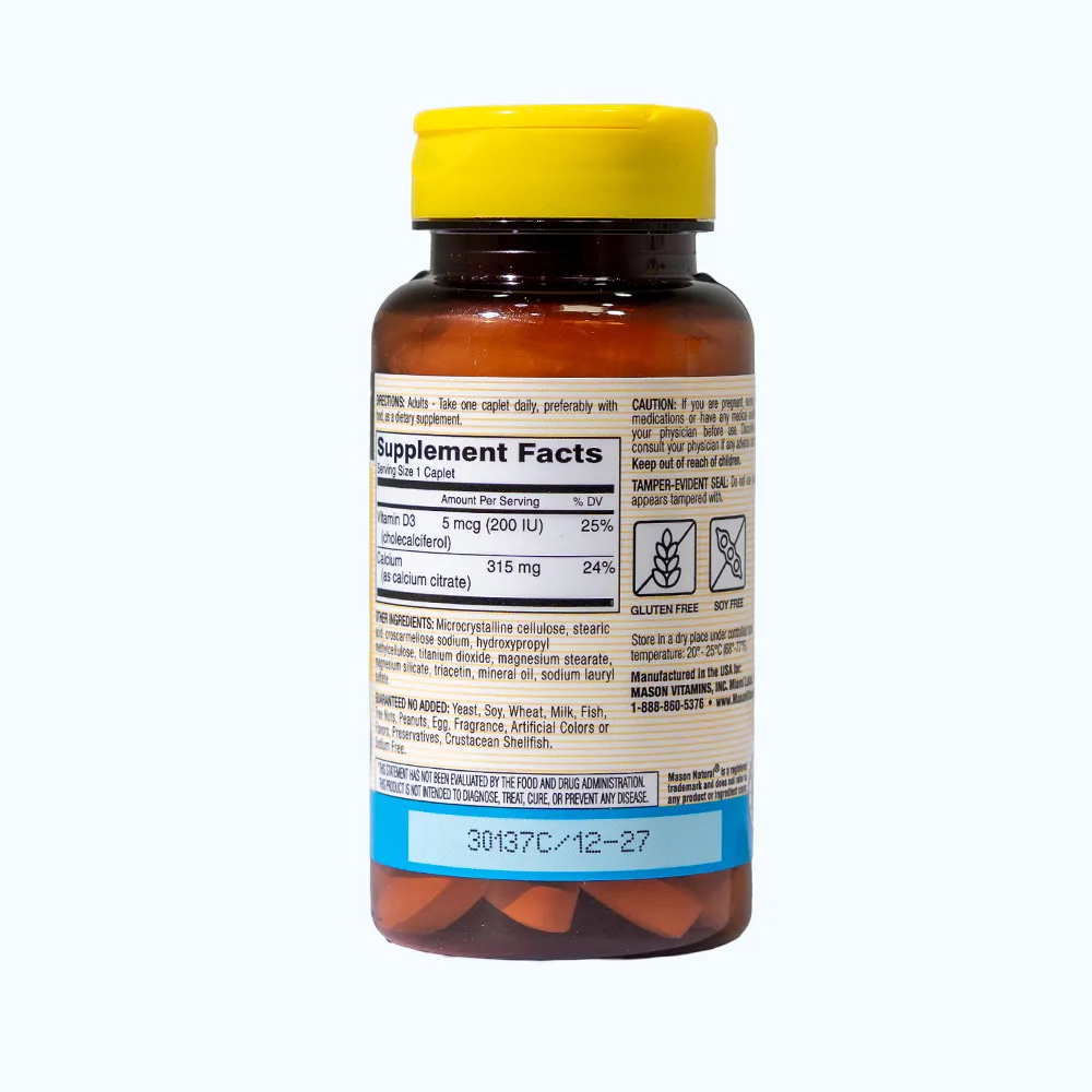 Viên uống Canxi hữu cơ Mason Natural Calcium Citrate + D3 (Hộp 60 viên) 5