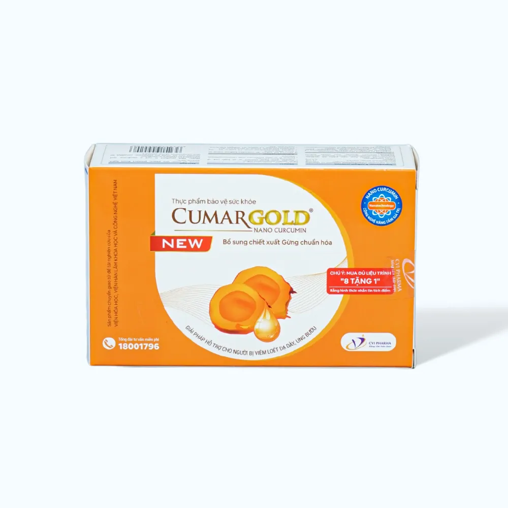 VIÊN UỐNG HỖ TRỢ BẢO VỆ NIÊM MẠC DẠ DÀY CUMARGOLD NANO CURCUMIN NEW CVI 4X10