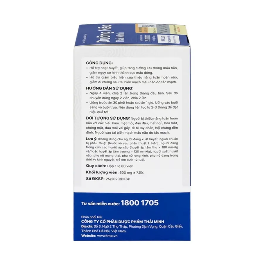 Viên uống Dưỡng Não Thái Minh (Hộp 20 viên) giúp hỗ trợ hoạt huyết bổ não 4