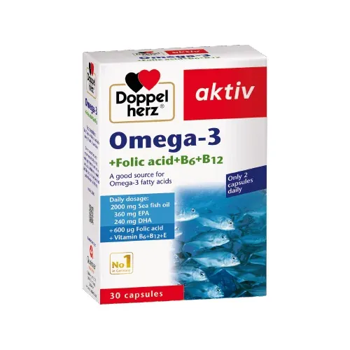 Viên uống DOPPELHERZ Omega-3 + Folic acid + B6 + B12 hỗ trợ mạch máu khỏe mạnh (Hộp 30 viên) 3