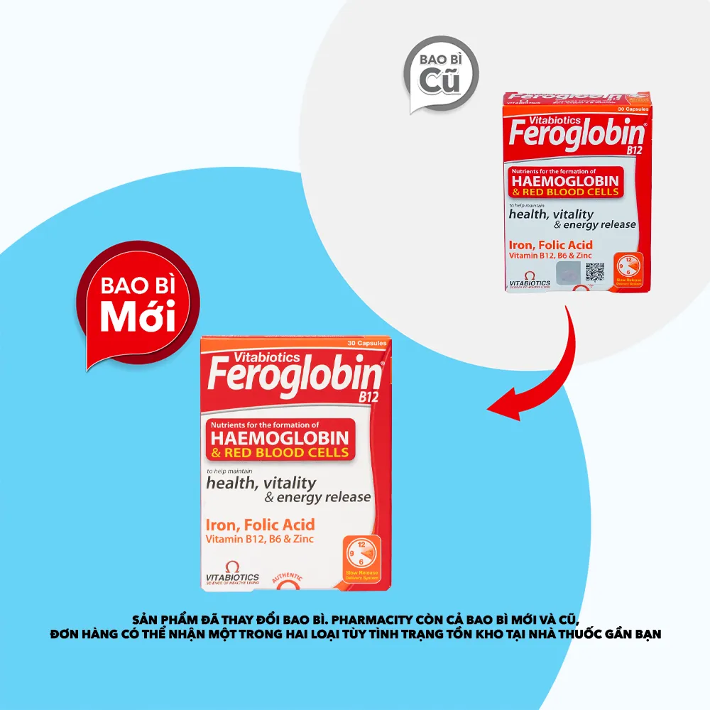 Viên uống Feroglobin B12 Vitabiotics (Hộp 30 viên) giúp tăng khả năng tạo máu 2