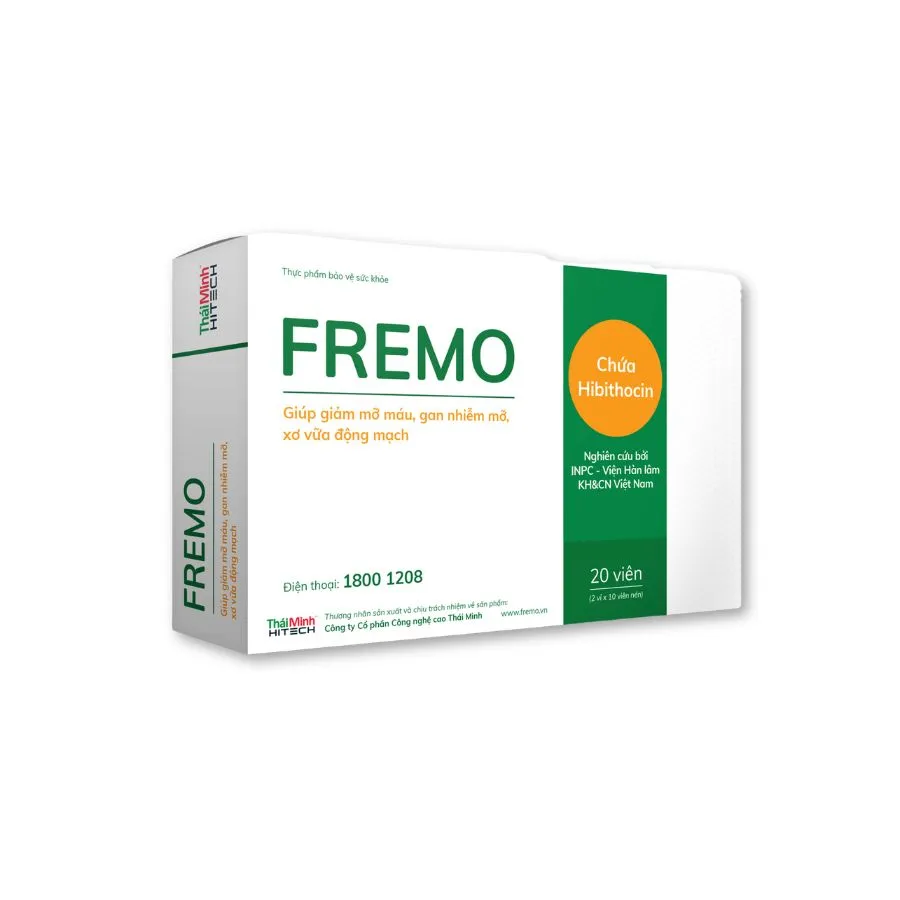 Viên uống Fremo Thái Minh hỗ trợ giảm mỡ máu, xơ vữa động mạch (Hộp 20 viên)