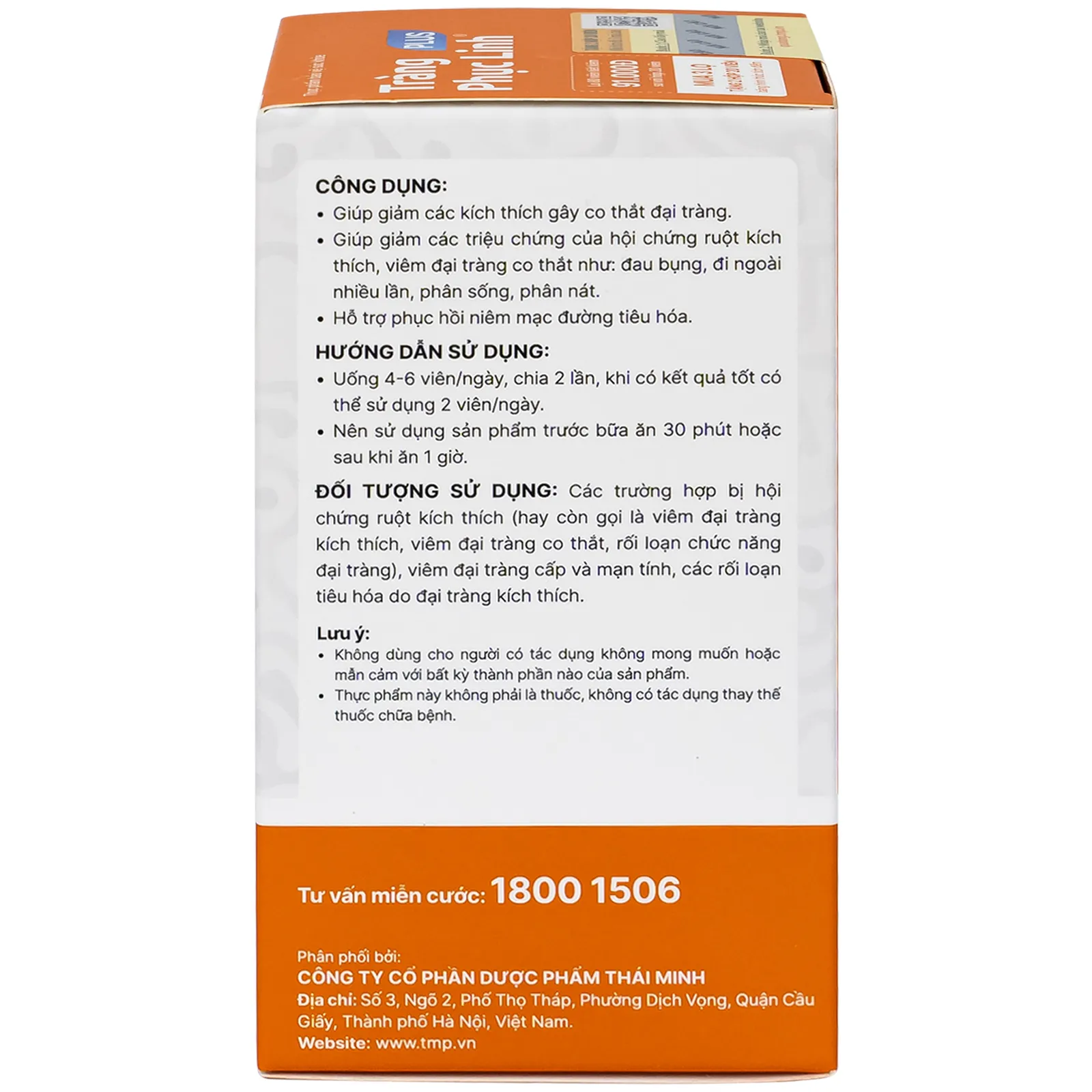 VIÊN UỐNG GIẢM TRIỆU CHỨNG RUỘT KÍCH THÍCH TRÀNG PHỤC LINH PLUS THÁI MINH 2X10 6