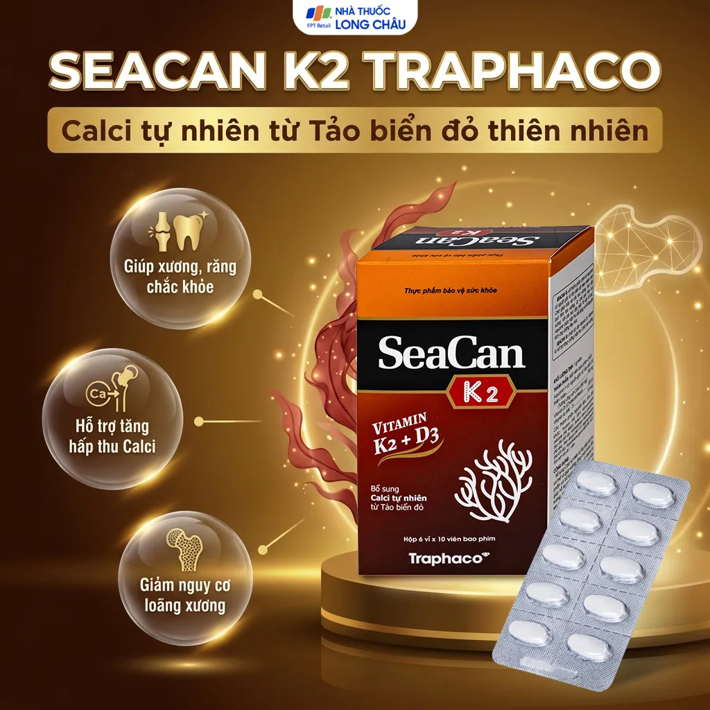 VIÊN UỐNG GIÚP XƯƠNG, RĂNG CHẮC KHỎE SEACAN K2 TRAPHACO 6X10 2