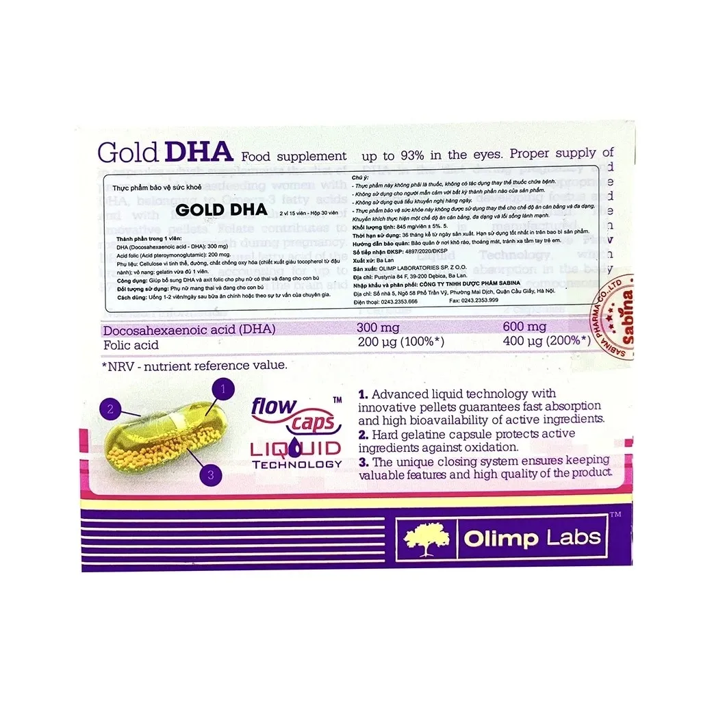 Viên uống Gold DHA hỗ trợ sức khỏe cho bà bầu (Hộp 30 viên) 3