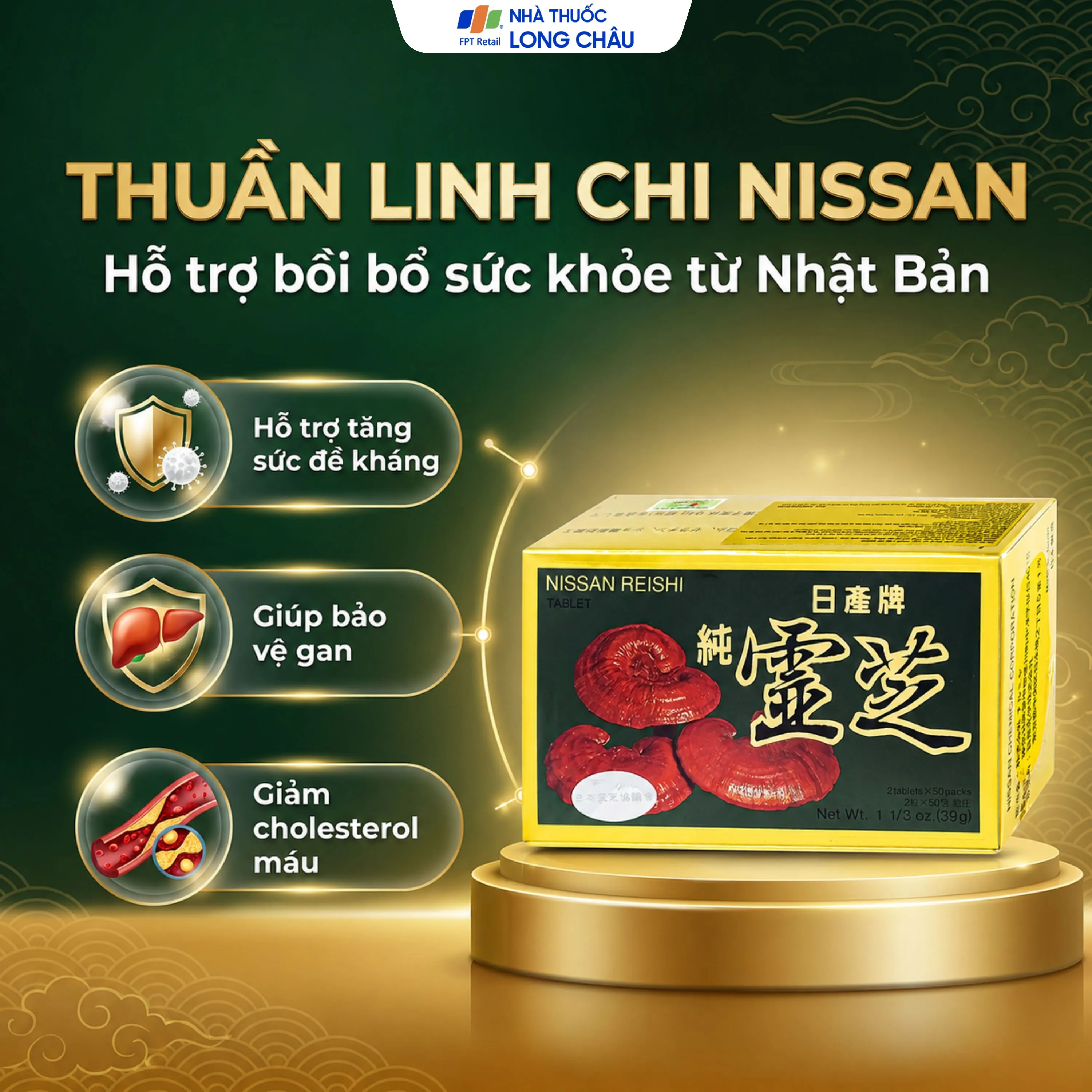 Viên uống Thuần Linh Chi Nissan hỗ trợ bồi bổ sức khỏe, giúp bảo vệ gan (50 gói) 2