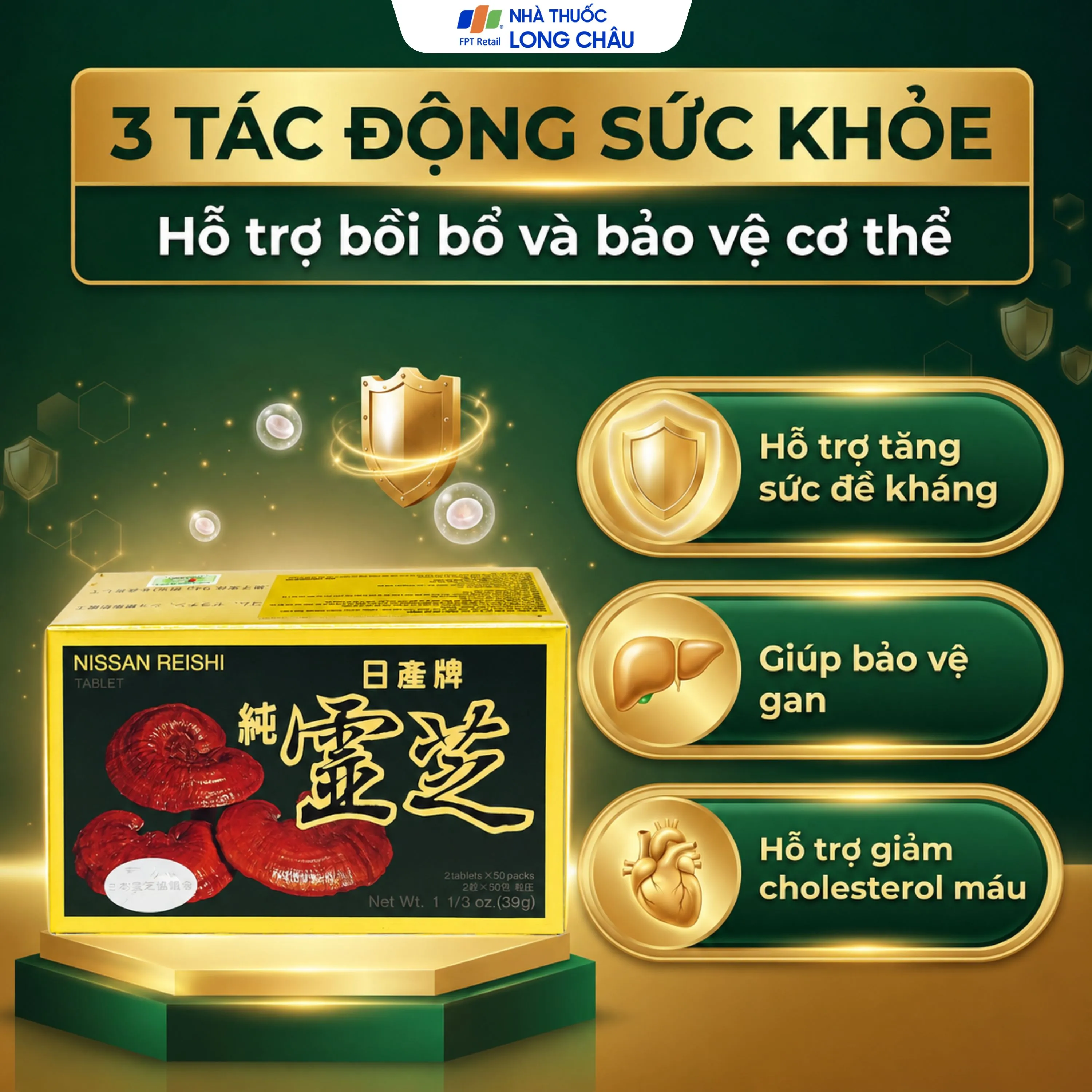Viên uống Thuần Linh Chi Nissan hỗ trợ bồi bổ sức khỏe, giúp bảo vệ gan (50 gói) 3