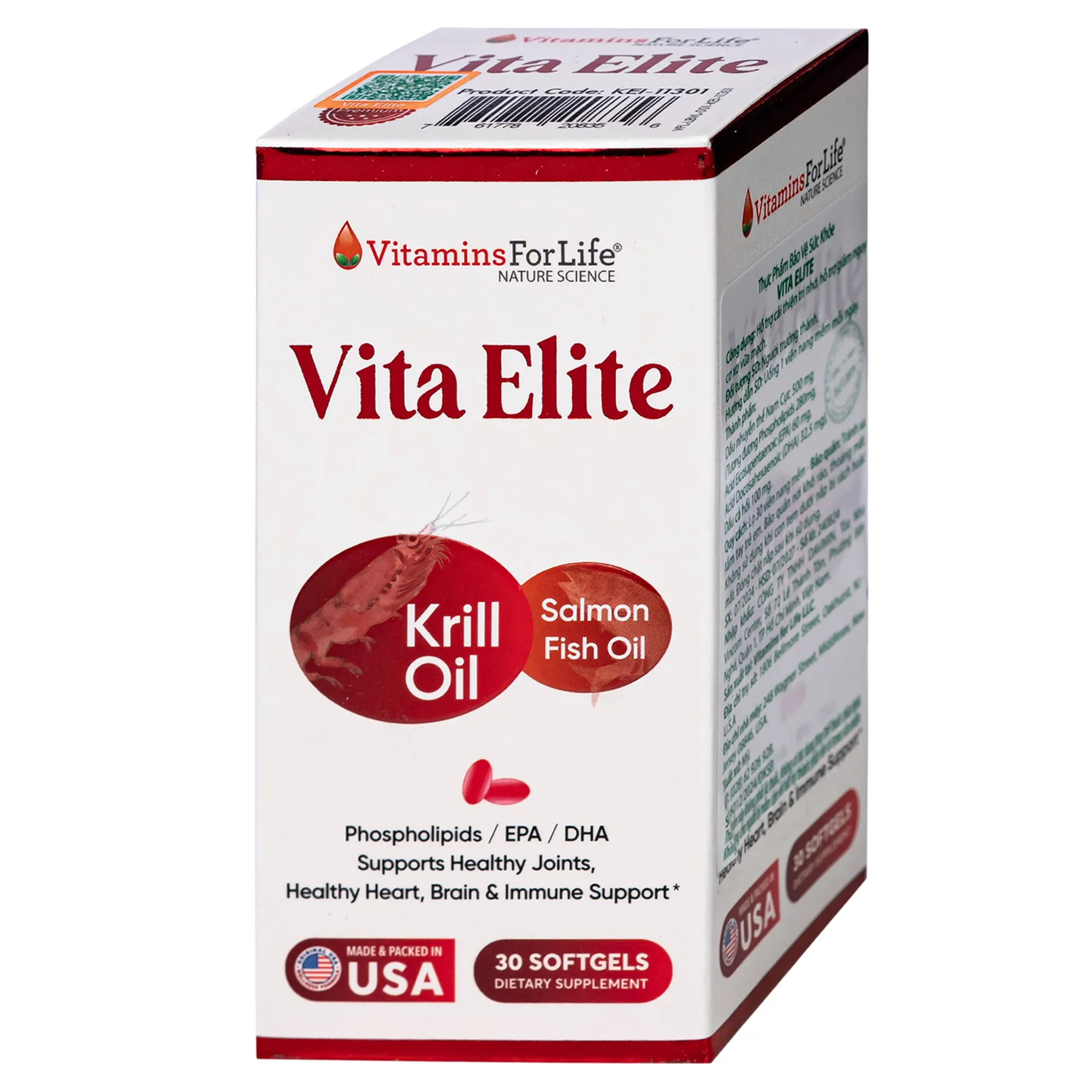 VIÊN UỐNG HỖ TRỢ CẢI THIỆN TRÍ NHỚ, HỖ TRỢ GIẢM NGUY CƠ XƠ VỮA MẠCH VITA ELITE VITAMINS FOR LIFE 30V 9