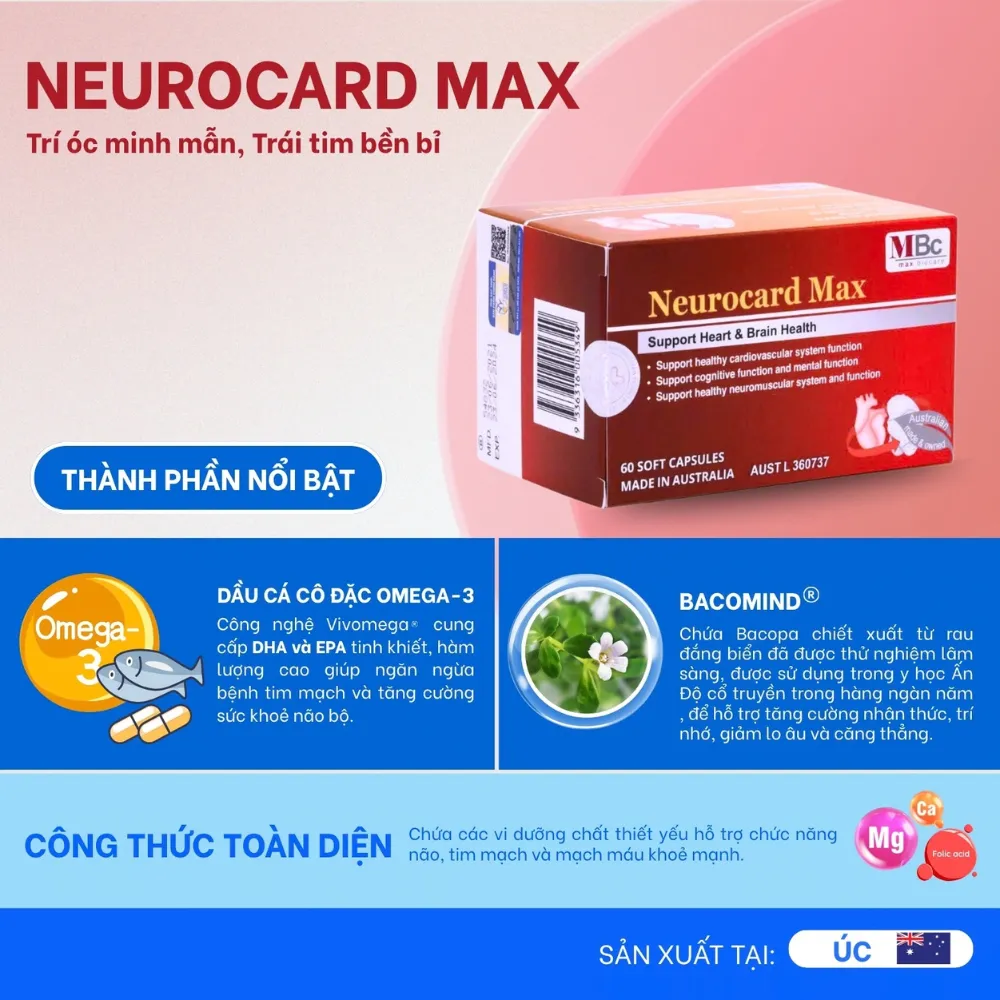 VIÊN UỐNG HỖ TRỢ CHỨC NĂNG HỆ TIM MẠCH NEUROCARD MAX LUCA PHARMA 6X10 2
