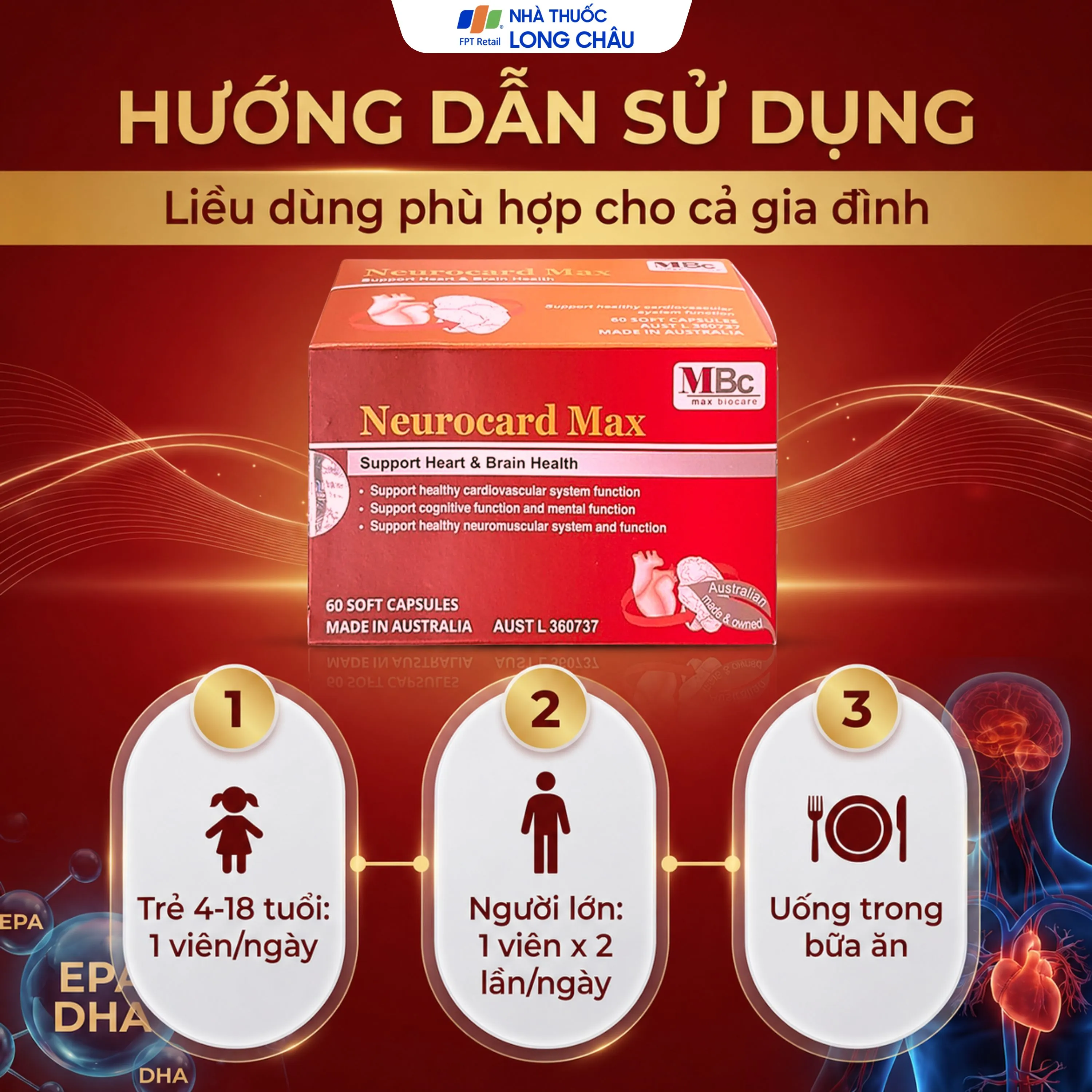 VIÊN UỐNG HỖ TRỢ CHỨC NĂNG HỆ TIM MẠCH NEUROCARD MAX LUCA PHARMA 6X10 6