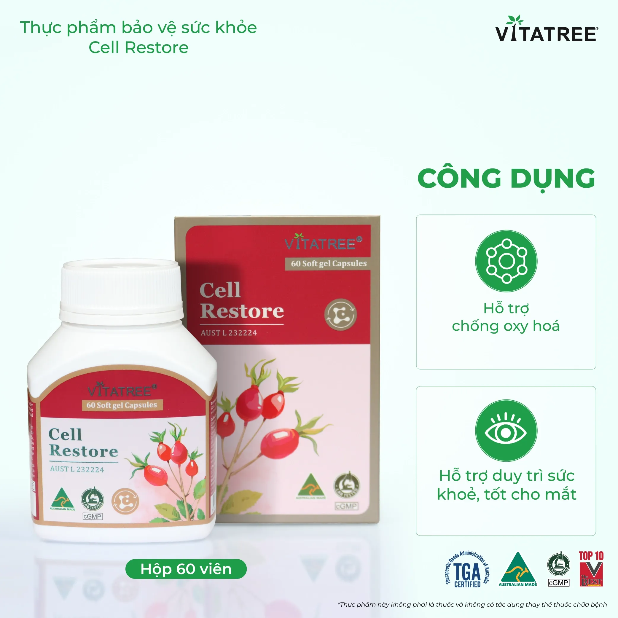 Thực phẩm bảo vệ sức khỏe Vitatree Cell Restore (Hộp 60 Viên) 4