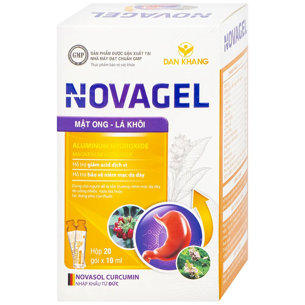 VIÊN UỐNG HỖ TRỢ GIẢM ACID DỊCH VỊ NOVAGEL DÂN KHANG 20 GÓI X 10ML