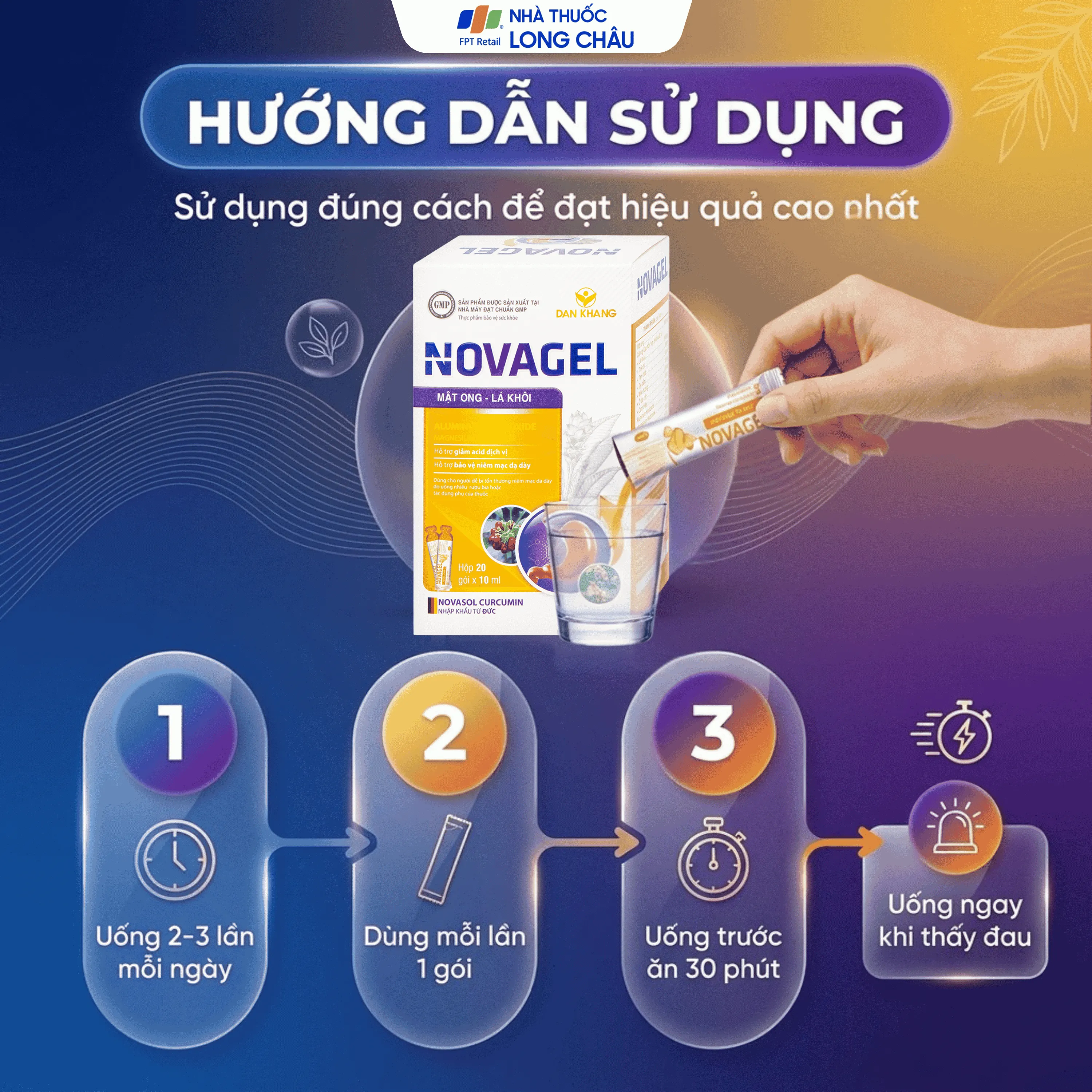 VIÊN UỐNG HỖ TRỢ GIẢM ACID DỊCH VỊ NOVAGEL DÂN KHANG 20 GÓI X 10ML 5