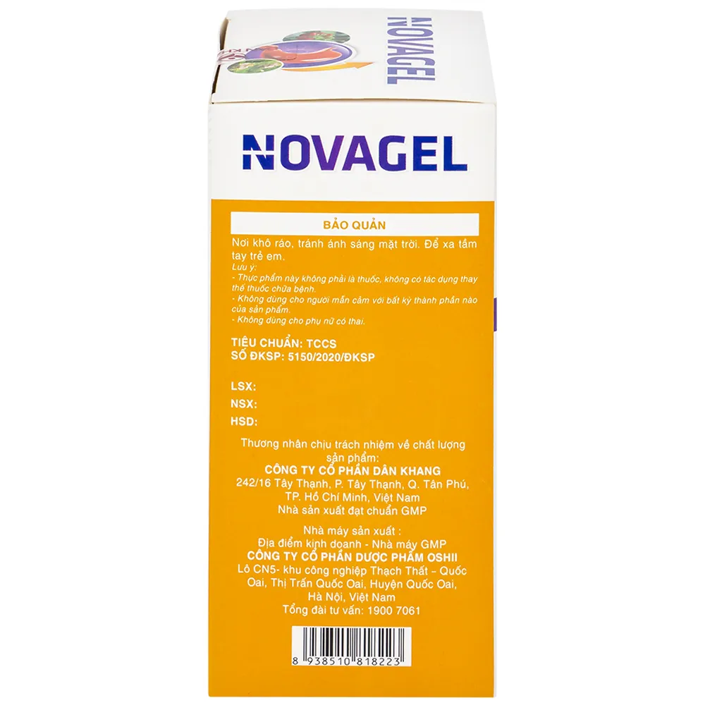 VIÊN UỐNG HỖ TRỢ GIẢM ACID DỊCH VỊ NOVAGEL DÂN KHANG 20 GÓI X 10ML 10