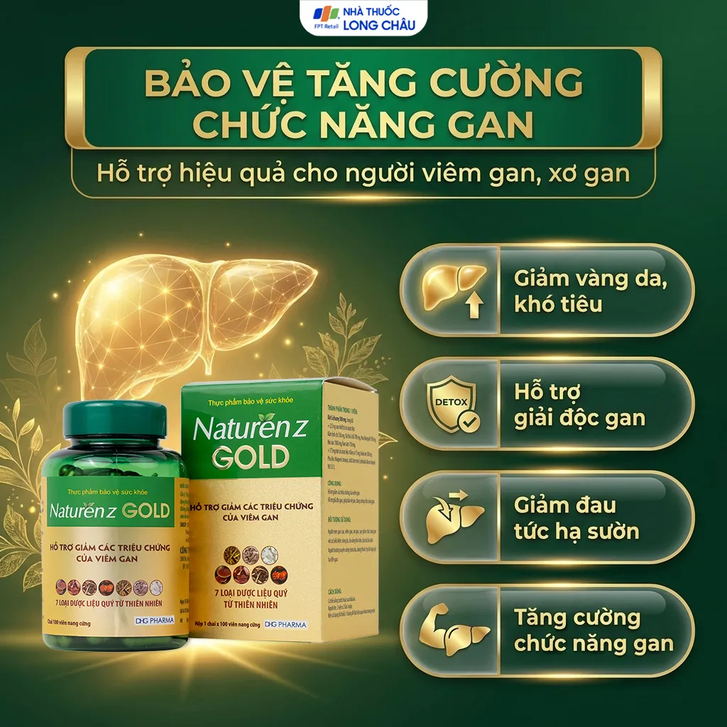 VIÊN UỐNG HỖ TRỢ GIẢM CÁC TRIỆU CHỨNG CỦA VIÊM GAN NATURENZ GOLD DHG PHARMA 100V 4