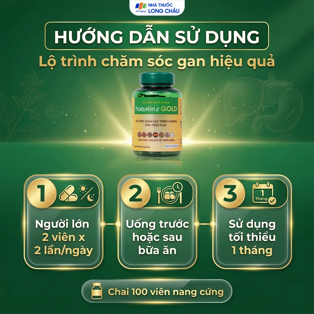VIÊN UỐNG HỖ TRỢ GIẢM CÁC TRIỆU CHỨNG CỦA VIÊM GAN NATURENZ GOLD DHG PHARMA 100V 5