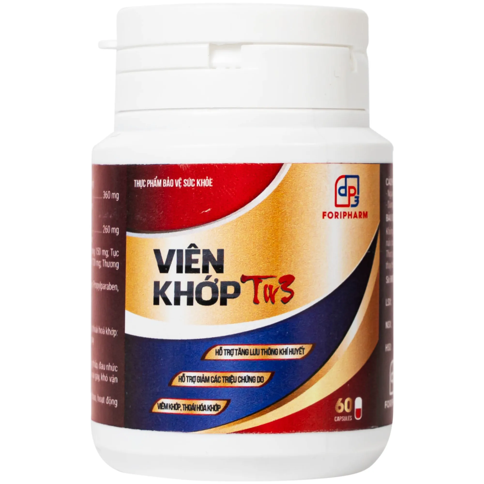 VIÊN UỐNG HỖ TRỢ GIẢM TRIỆU CHỨNG DO VIÊM KHỚP, THOÁI HOÁ KHỚP VIÊN KHỚP TW3 FORIPHARM 60V 7