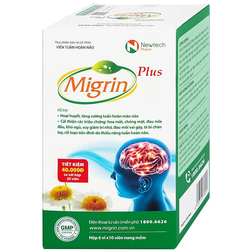 VIÊN UỐNG HỖ TRỢ HOẠT HUYẾT MIGRIN PLUS CVI 2X10