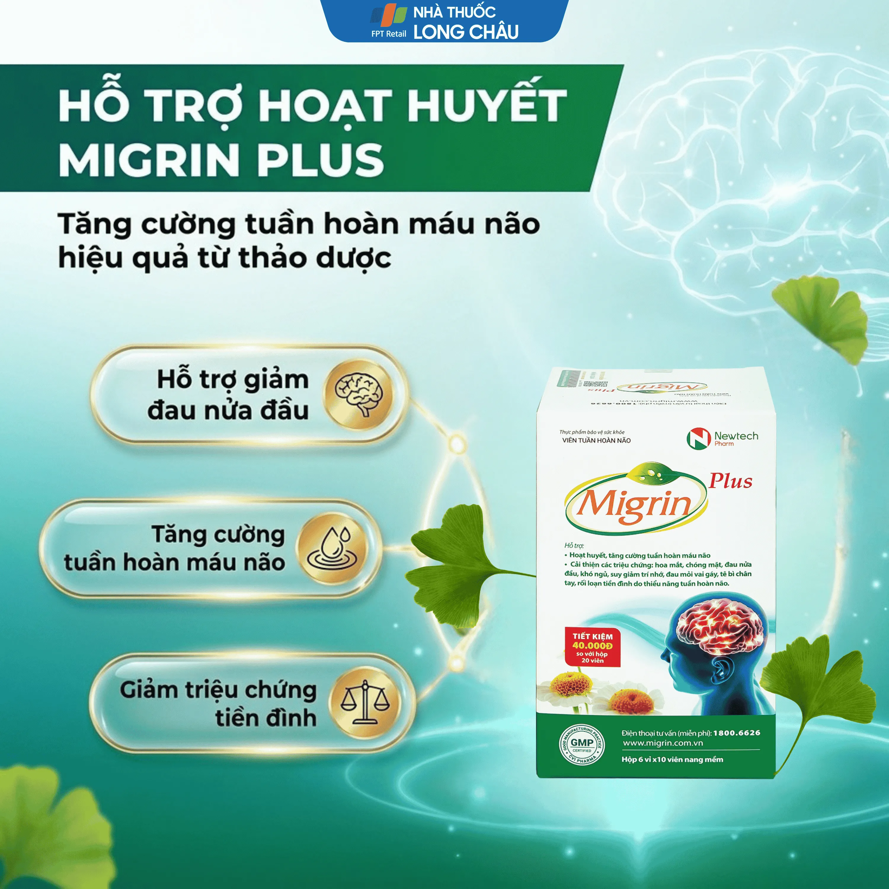 VIÊN UỐNG HỖ TRỢ HOẠT HUYẾT MIGRIN PLUS CVI 2X10 2